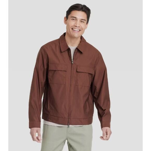 Goodfellow & Co NWT Men's Size XXL Brown Zip-Up Collared Utility Shacket Jacket - Picture 1 of 8